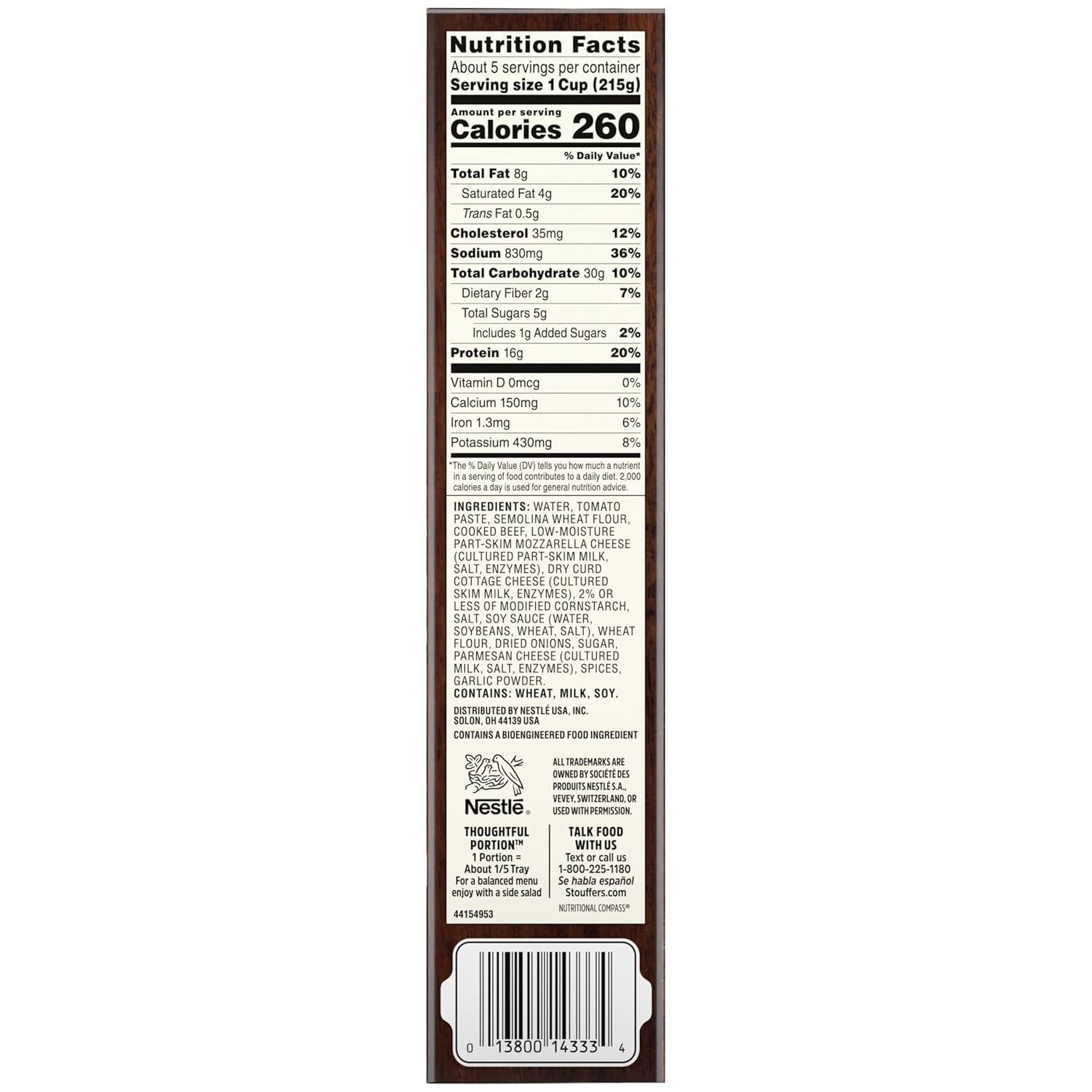 Stouffer's Lasagna Meat and Sauce – Oven-Ready Frozen Entrée for Small Household Dinners and Quick Reheat
