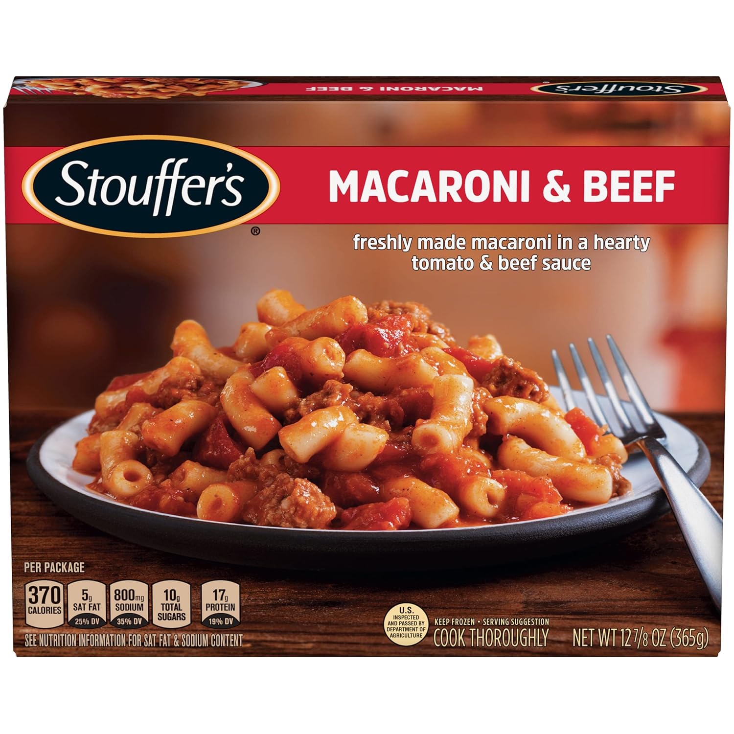 Stouffer's Macaroni and Beef Single Serve Frozen Meal Family Pantry Staple for Busy Weeknight Suppers
