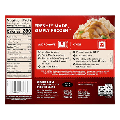 Stouffer's Roast Turkey Entrée – Simple Microwave Lunch with Stuffing and Mashed Potatoes, 9.59 oz