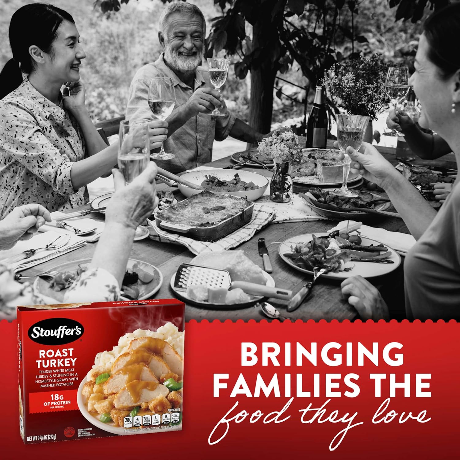 Stouffer's Roast Turkey Entrée – Simple Microwave Lunch with Stuffing and Mashed Potatoes, 9.59 oz
