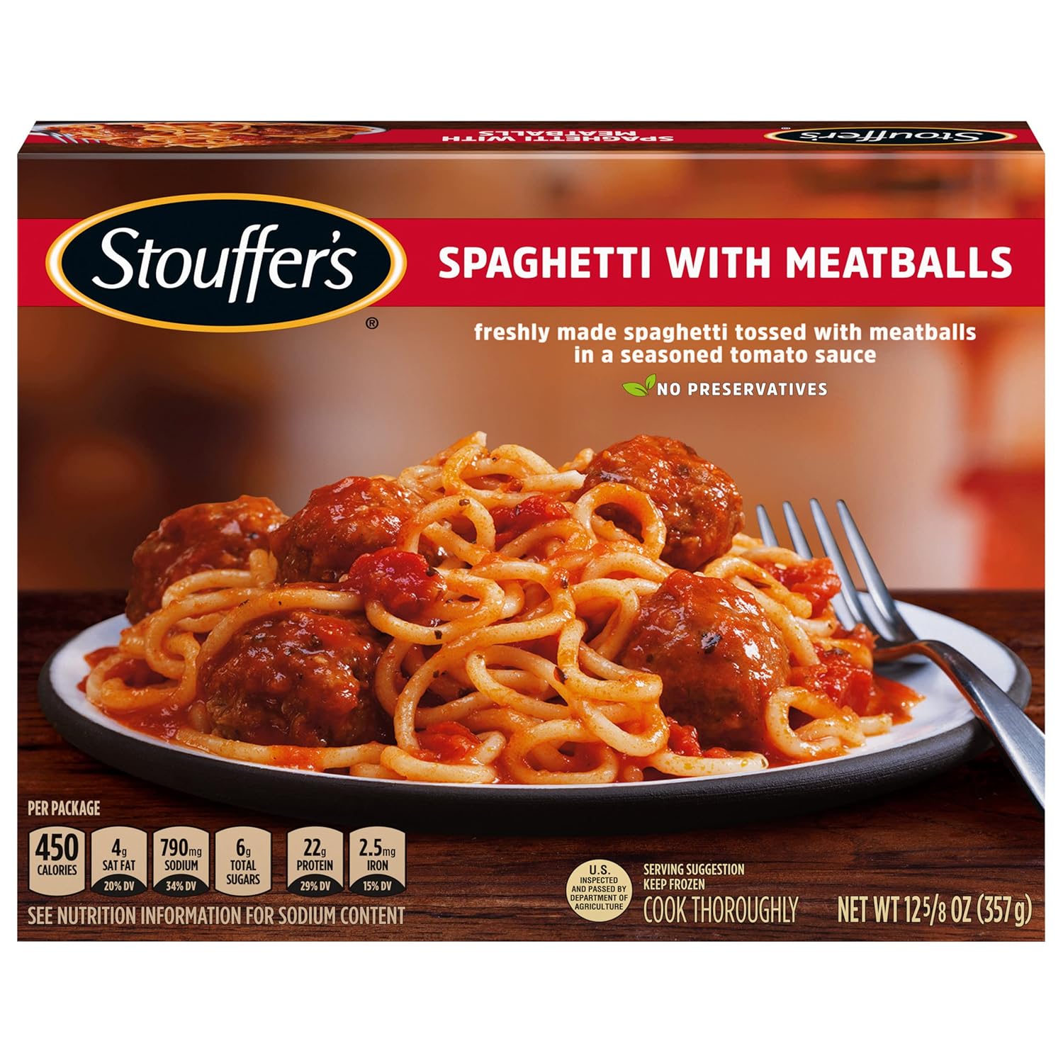 Stouffer's Spaghetti with Meatballs – Clean and Simple Frozen Meal for Studio Apartment Living, 12.6 oz Tray