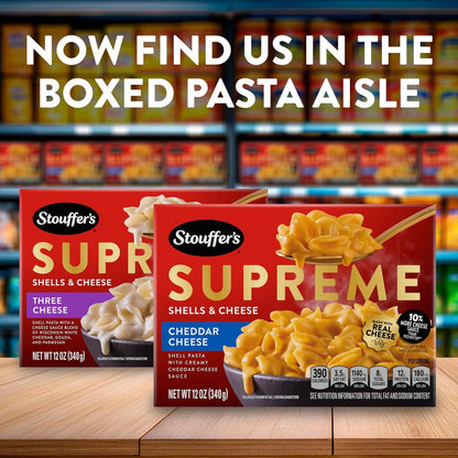 Stouffer's Supreme Shells and Cheese – 10-Minute Dinner for Late-Night Study Sessions, 12 oz Boxed Mac and Cheese