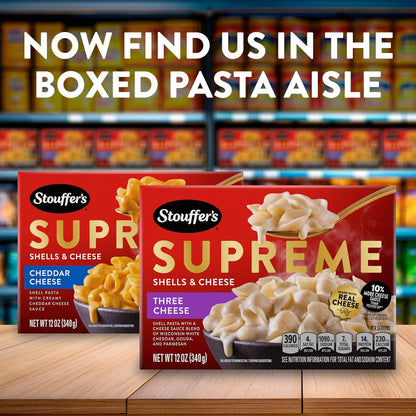 Stouffer's Supreme Shells Three Cheese Stovetop Mac – 10-Minute Quick Lunch for College Students and Dorms