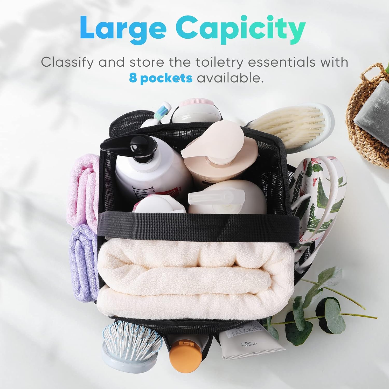 strengthened carry handle compatible with hanging hooks or showerheads