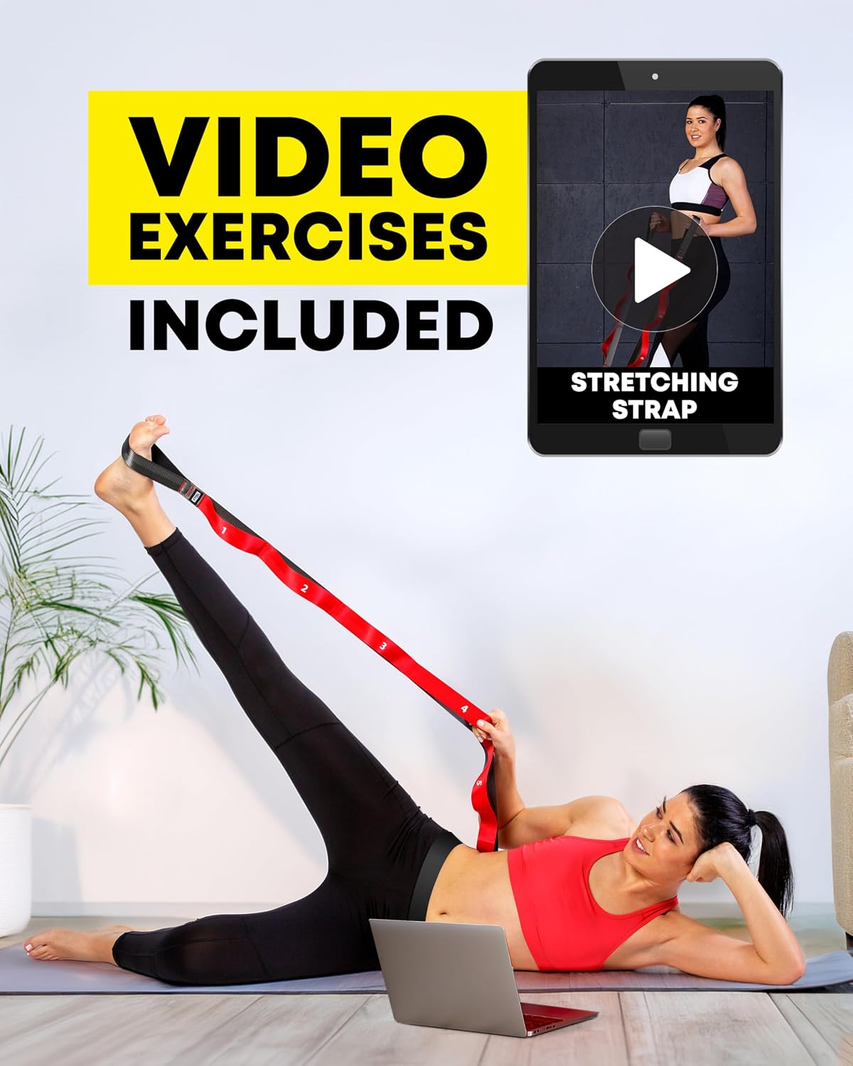 Stretching Strap with Loops – Thoughtful Wellness Gift for Her, Portable Stretch Band with Carry Bag