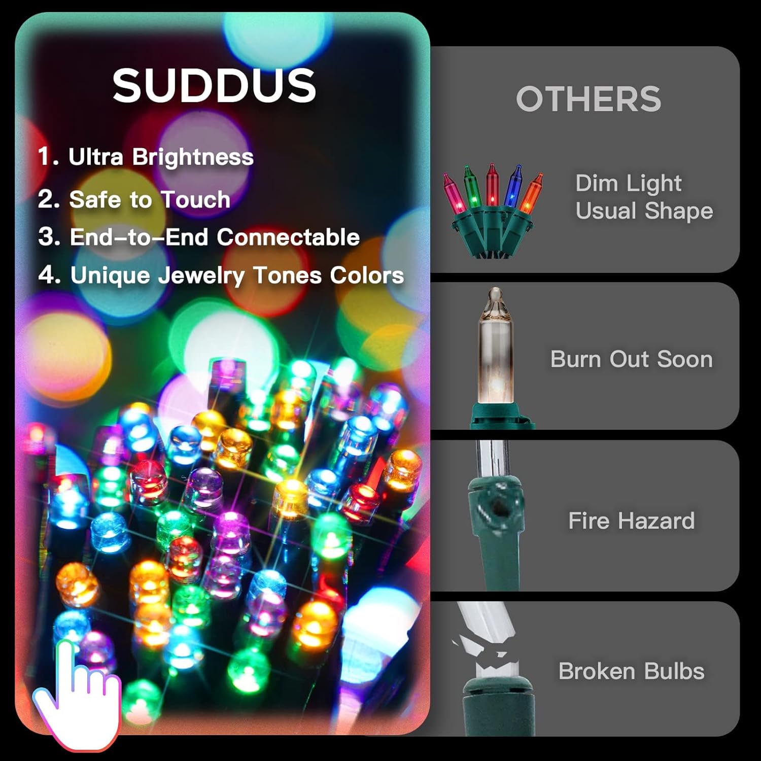suddus 200 LED Multicolor String Lights – Thoughtful Housewarming Gift for Her with Remote and 8 Lighting Modes