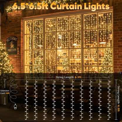 suddus Curtain Lights for Nursery and Kids Room – Cool-to-Touch 200 LED String with 6-Hour Auto Shutoff Timer