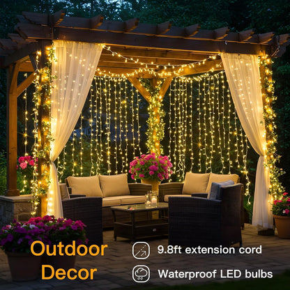 suddus Curtain Lights for Nursery and Kids Room – Cool-to-Touch 200 LED String with 6-Hour Auto Shutoff Timer