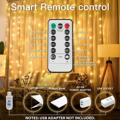suddus Curtain Lights for Nursery and Kids Room – Cool-to-Touch 200 LED String with 6-Hour Auto Shutoff Timer