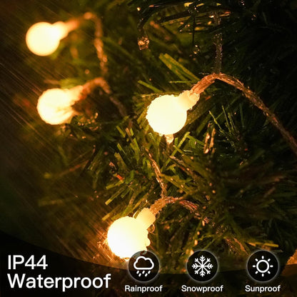 suddus IP44 Waterproof Globe String Lights – 33ft Outdoor Patio and Pergola String Lights with 100 LED Warm White Bulbs