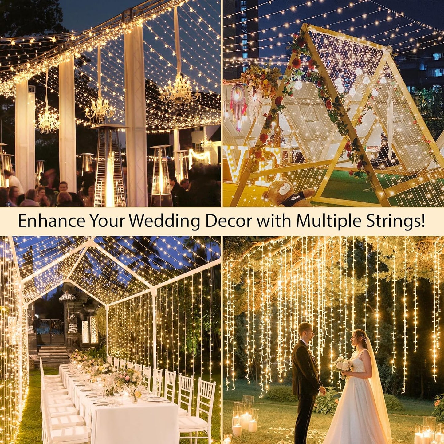 suddus IP44 Waterproof String Lights – Patio and Garden Party Lighting with Remote and Timer, 33ft 100 LED Warm White