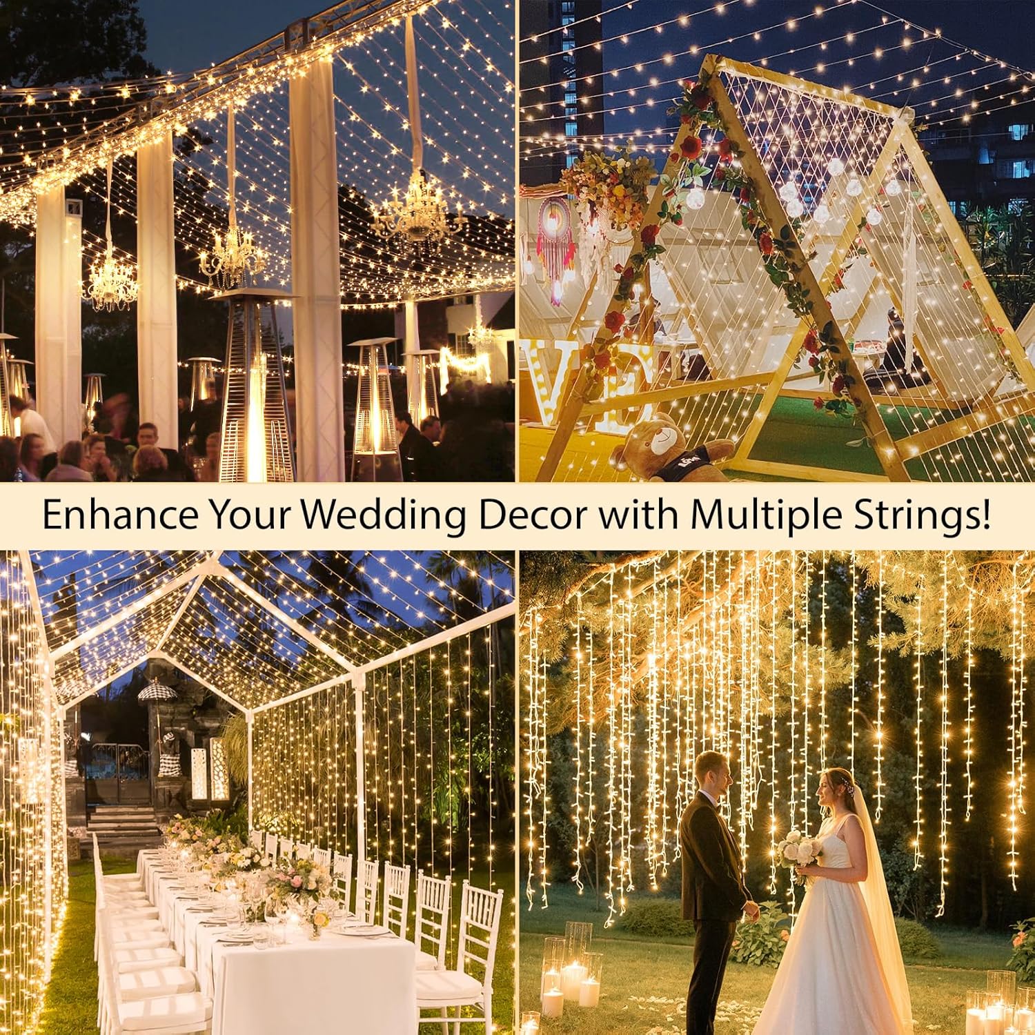 suddus IP44 Waterproof String Lights – Patio and Garden Party Lighting with Remote and Timer, 33ft 100 LED Warm White