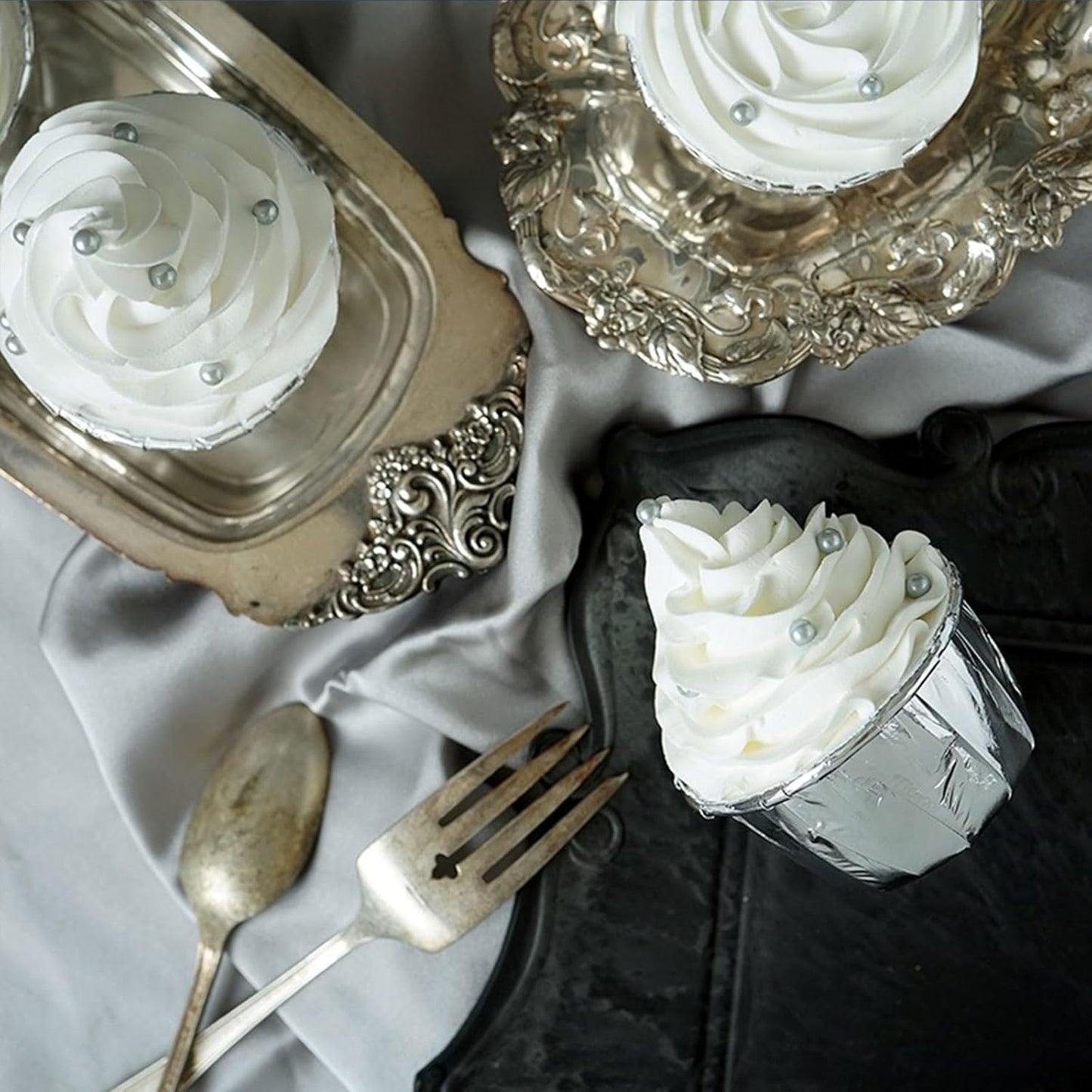 SUGAR BAY Gold Silver White and Black Pearl Sprinkles Set – Elegant Birthday Gift for Her, Edible Cupcake and Cake Topping for Home Bakers