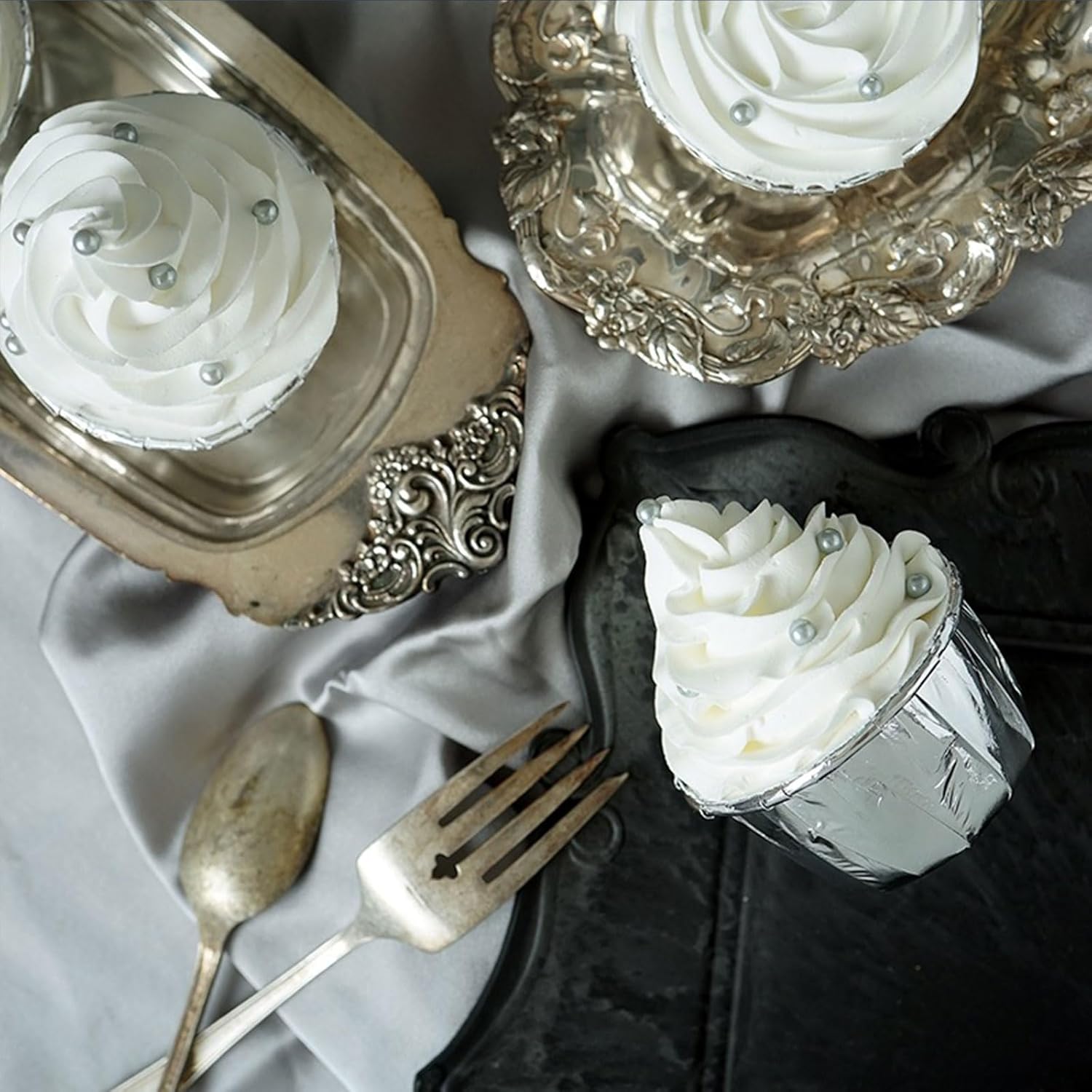 SUGAR BAY Gold Silver White and Black Pearl Sprinkles Set – Elegant Birthday Gift for Her, Edible Cupcake and Cake Topping for Home Bakers