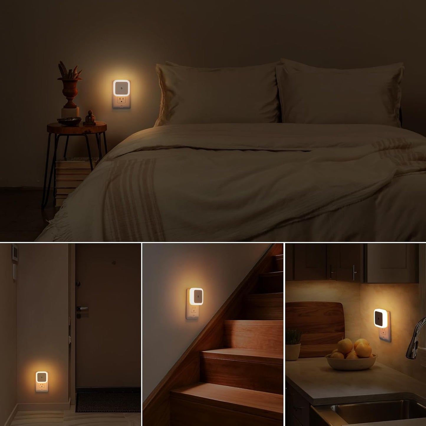 Sujeet Night Light 8-Pack – Compact Square Plug-in Design for Clean, Uncluttered Hallways and Bedrooms