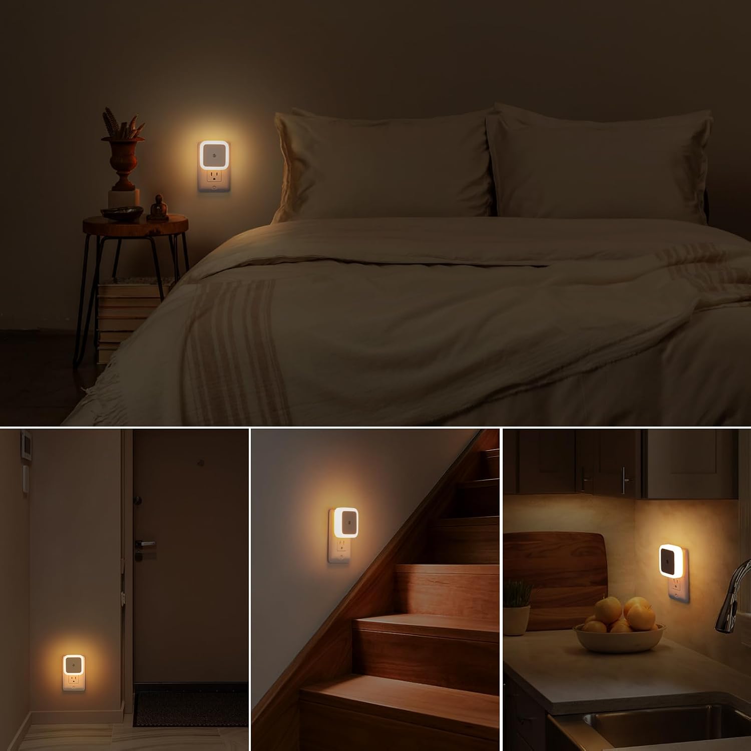 Sujeet Night Light 8-Pack – Compact Square Plug-in Design for Clean, Uncluttered Hallways and Bedrooms