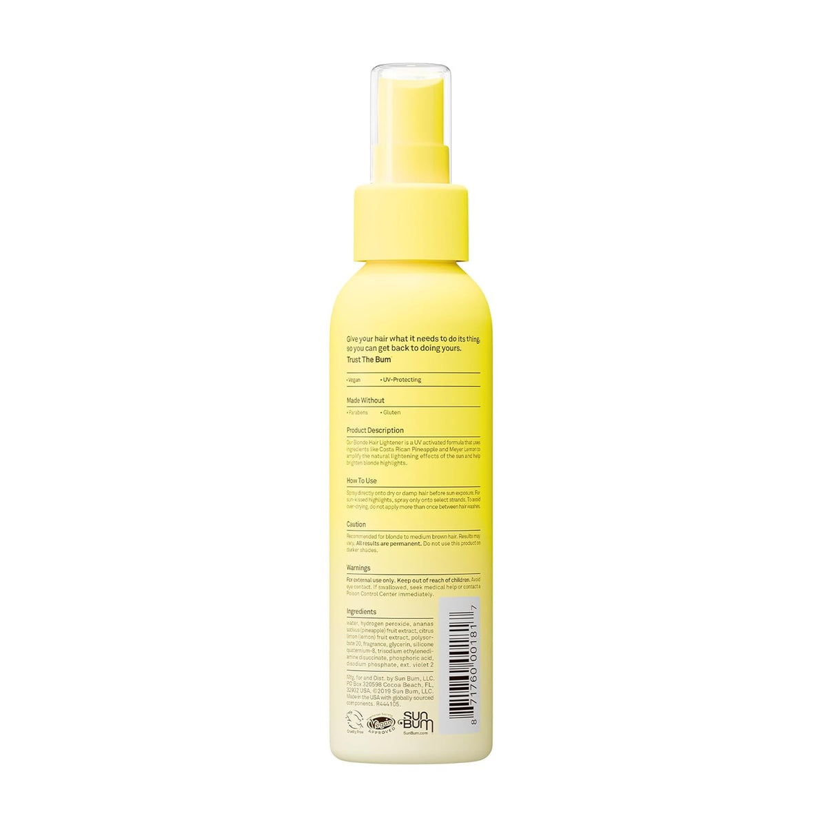Sun Bum Hair Lightener Spray - Self-Care Hair Ritual with Tropical Banana and Meyer Lemon Scent - 4 oz