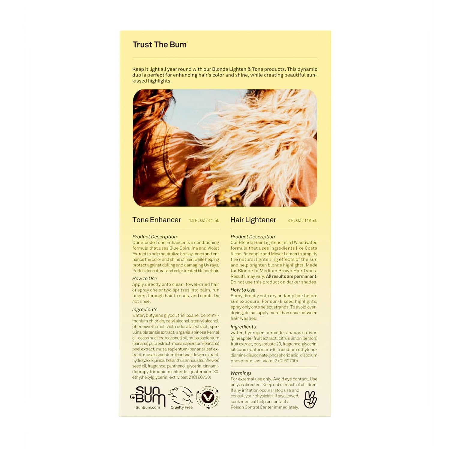 Sun Bum UV-Activated Blonde Lightener & Toner – Compact Kit for Poolside, Patio & Vacation Hair Care