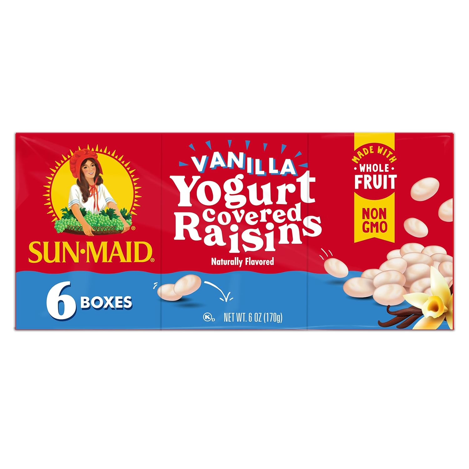 Sun-Maid Vanilla Yogurt Raisins – Portion-Controlled Fruit Snack for Healthy Routines, 6 Single-Serve 1 oz Pouches