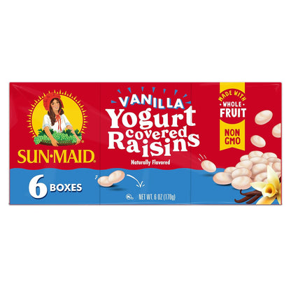 Sun-Maid Vanilla Yogurt Raisins – Portion-Controlled Fruit Snack for Healthy Routines, 6 Single-Serve 1 oz Pouches