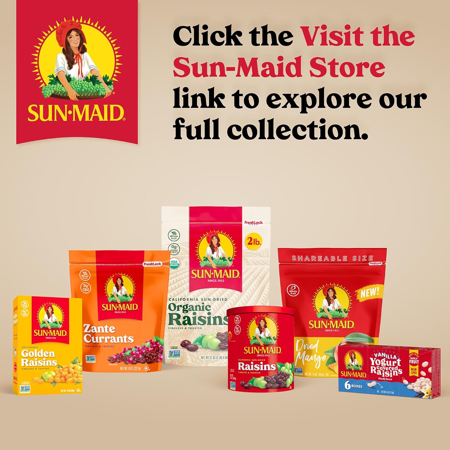 Sun-Maid Vanilla Yogurt Raisins – Portion-Controlled Fruit Snack for Healthy Routines, 6 Single-Serve 1 oz Pouches