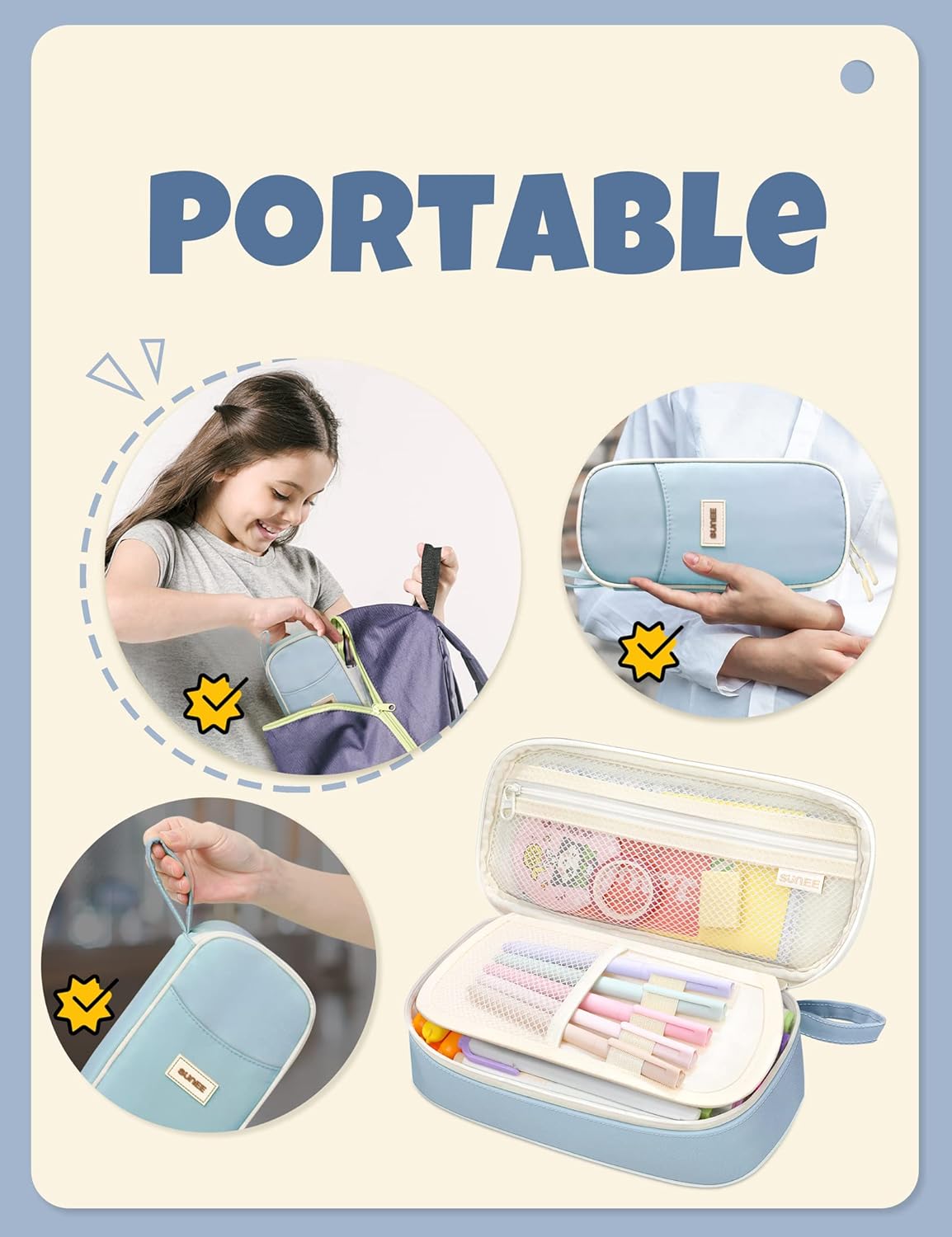 SUNEE Aesthetic Zipper Pouch – Sweet Valentine's Day Gift for Her, Kawaii Stationery Organizer