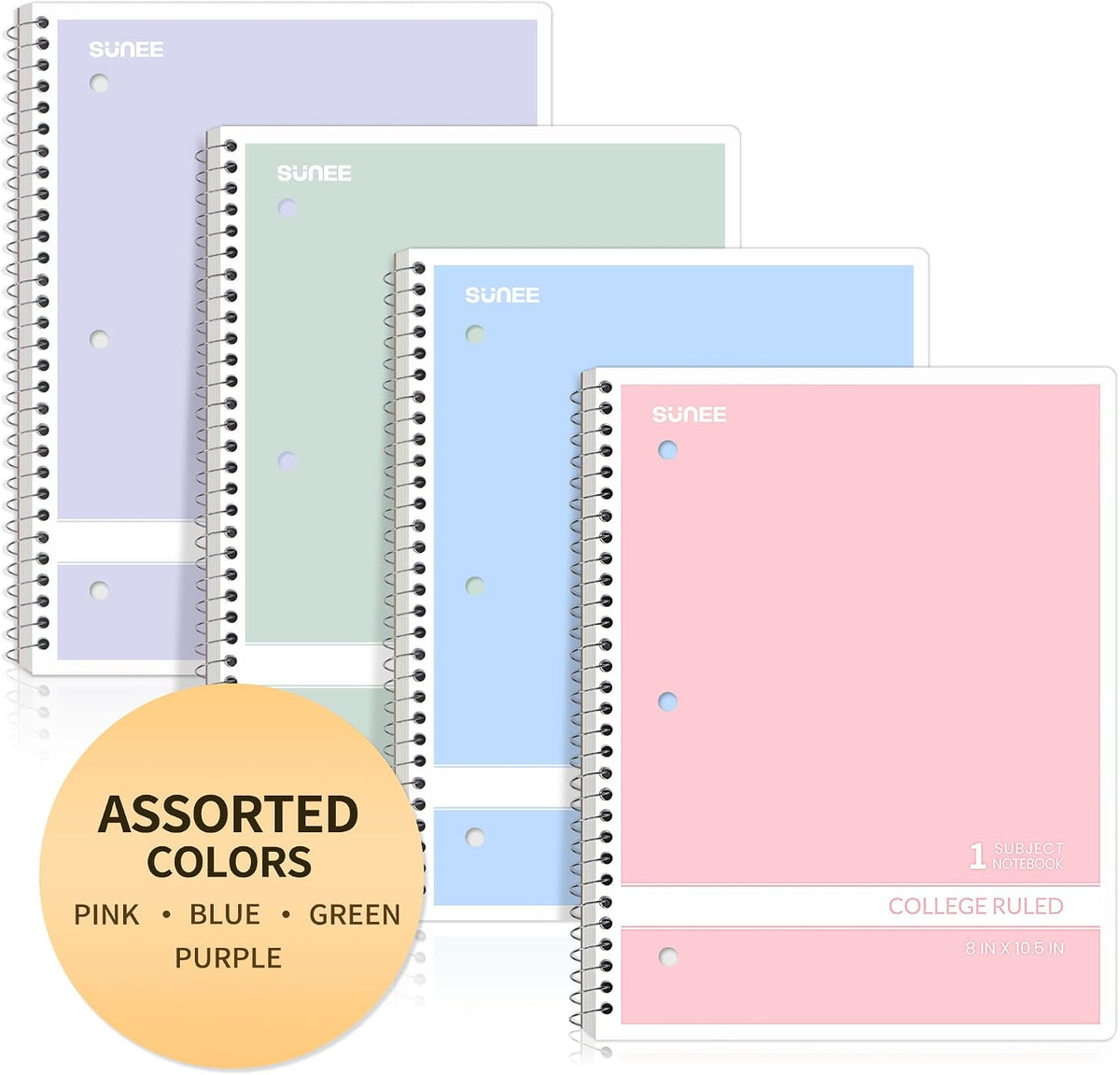 SUNEE Spiral Notebooks 1-Subject 4 Pack, Ready-to-Gift Stationery Bundle for Coworkers and Teens