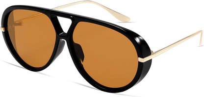 Sunglass Hut Retro Aviator Sunglasses – Thoughtful Birthday Gift for Her & Him, Unisex 70s Oversized Metal Frame