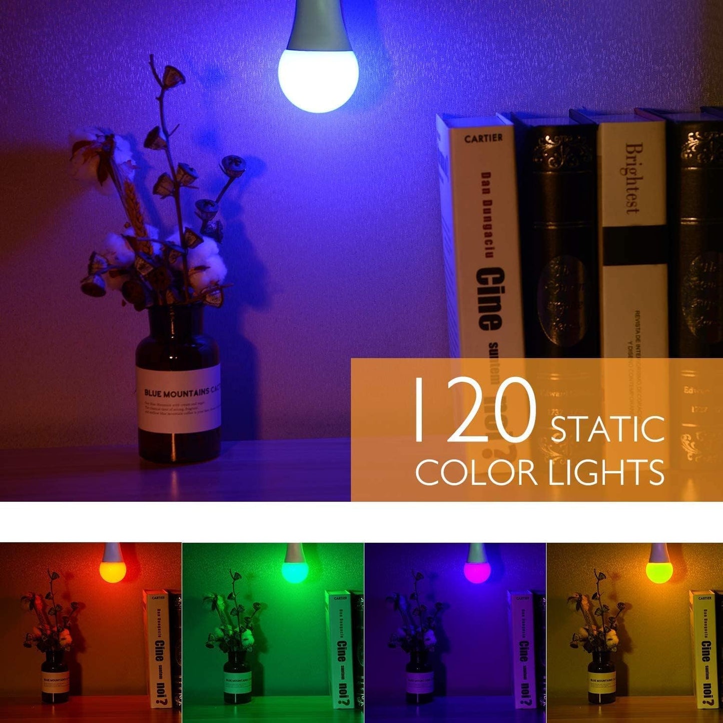 SUNNEST Color Changing Light Bulb – Cool to Touch Kids Room Light, 120 Color E26 with No Flame and Auto Shutoff