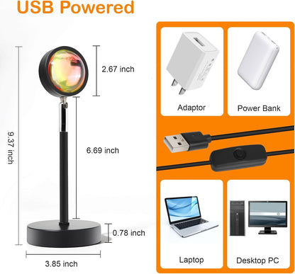 Sunset Lamp Projector – Clean Design LED Lamp, Simple USB Powered Light for Uncluttered Bedrooms