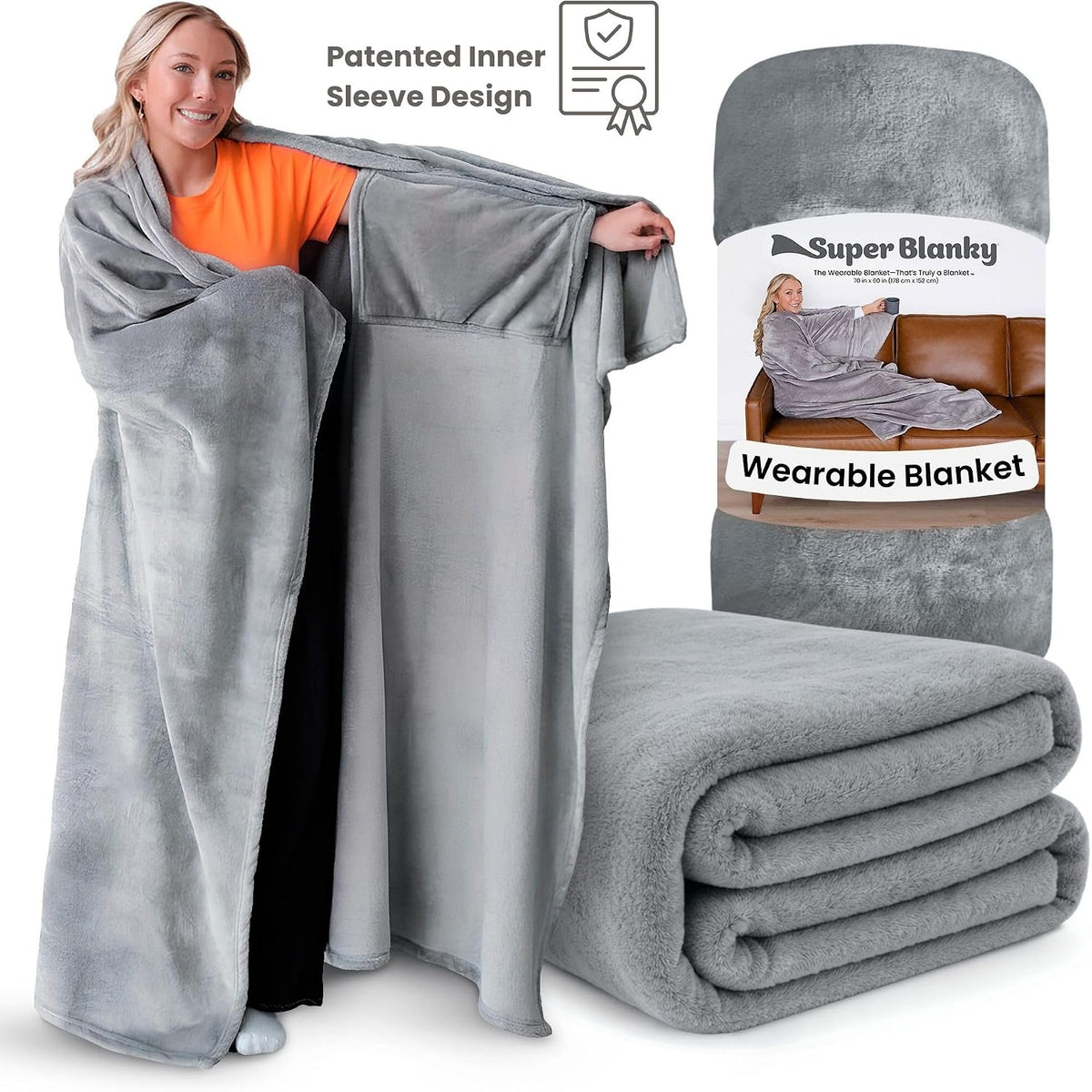 Super Blanky Wearable Blanket – Post-Bath Wind-Down Wrap, Hands-Free Warmth for Self-Care Evenings