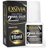 Nail Glue for Press On Nails – Self-Bonding Brush-On Adhesive That Protects Nails from Damage, 10ml