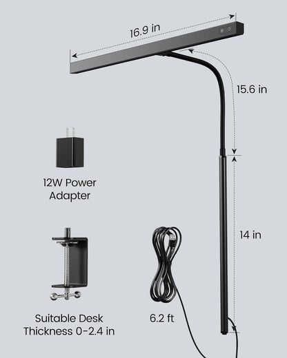 SUPERDANNY LED Desk Lamp – Modern Sculptural Gooseneck Lamp for Bedroom Office Corners