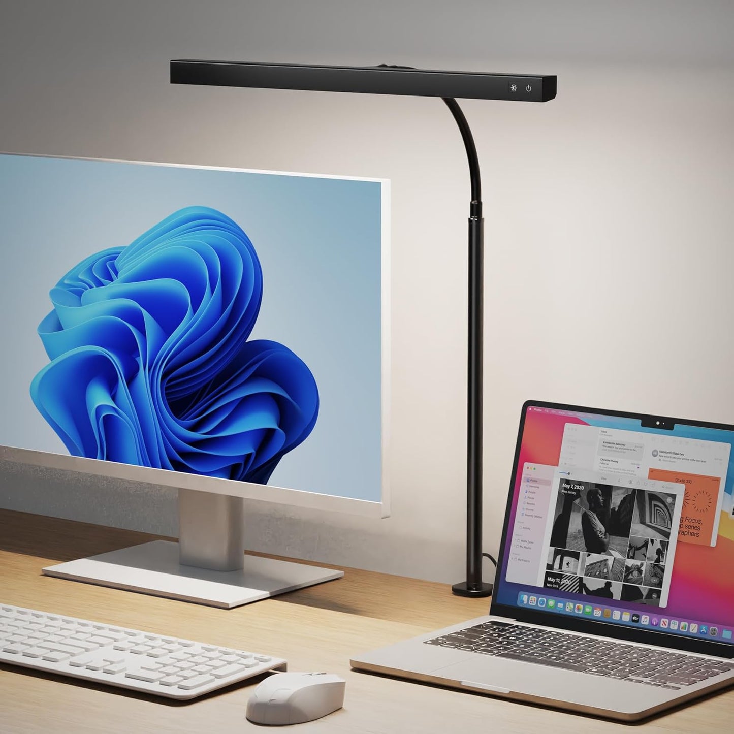 SUPERDANNY LED Desk Lamp – Modern Sculptural Gooseneck Lamp for Bedroom Office Corners