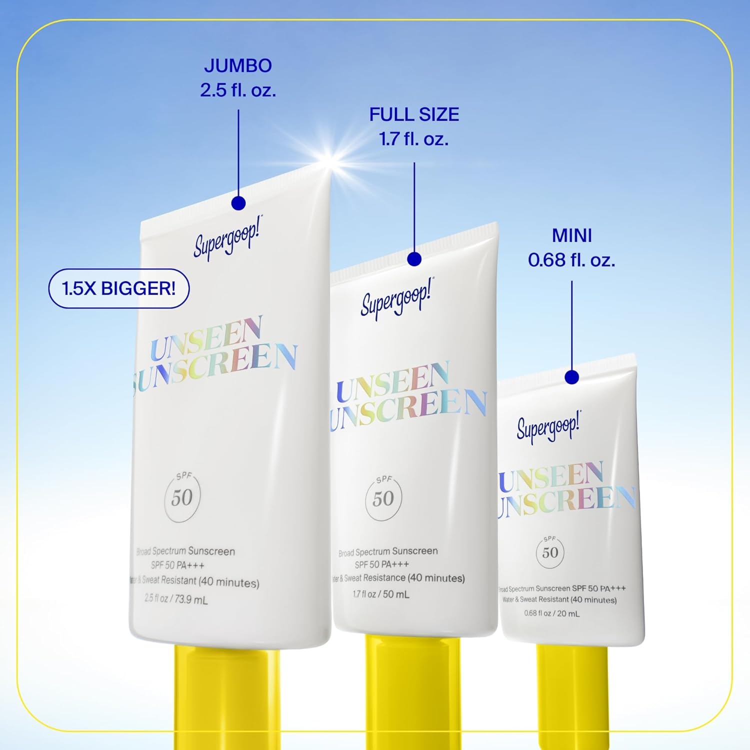 Supergoop! Unseen Sunscreen SPF 50 – Travel-Size Vacation Essential, Water-Resistant Face Lotion