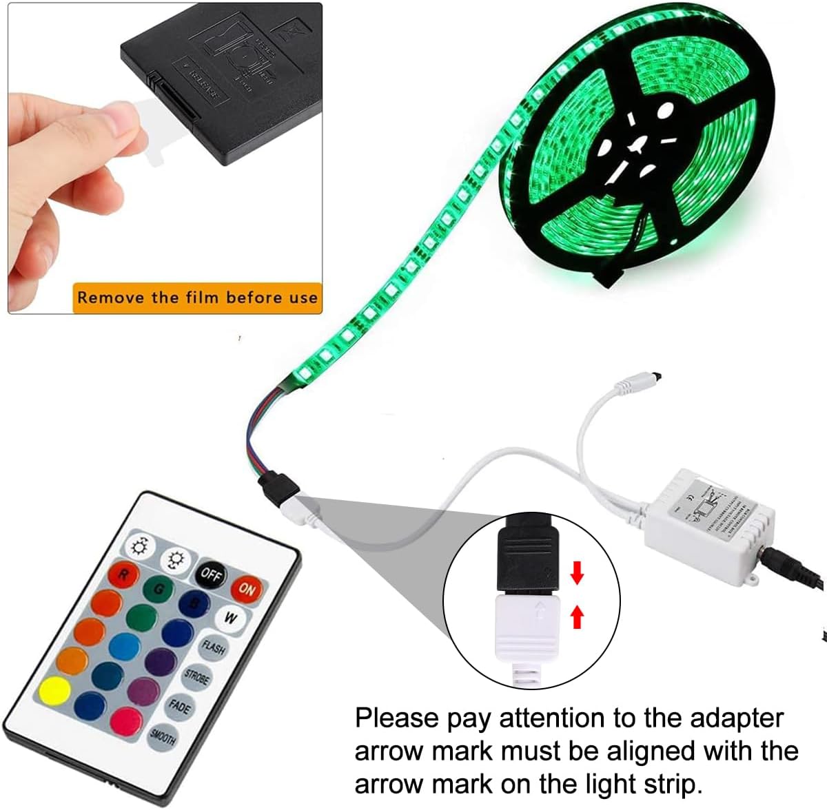 SUPERNIGHT 24-Key RGB Remote – Home Office Focus Lighting Controller, Adjustable Brightness for Background Ambient LED Strips