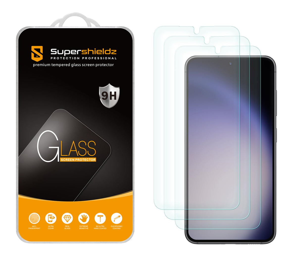 Supershieldz (3 Pack) Designed for Samsung Galaxy S24 Tempered Glass Screen Protector, Anti Scratch, Bubble Free