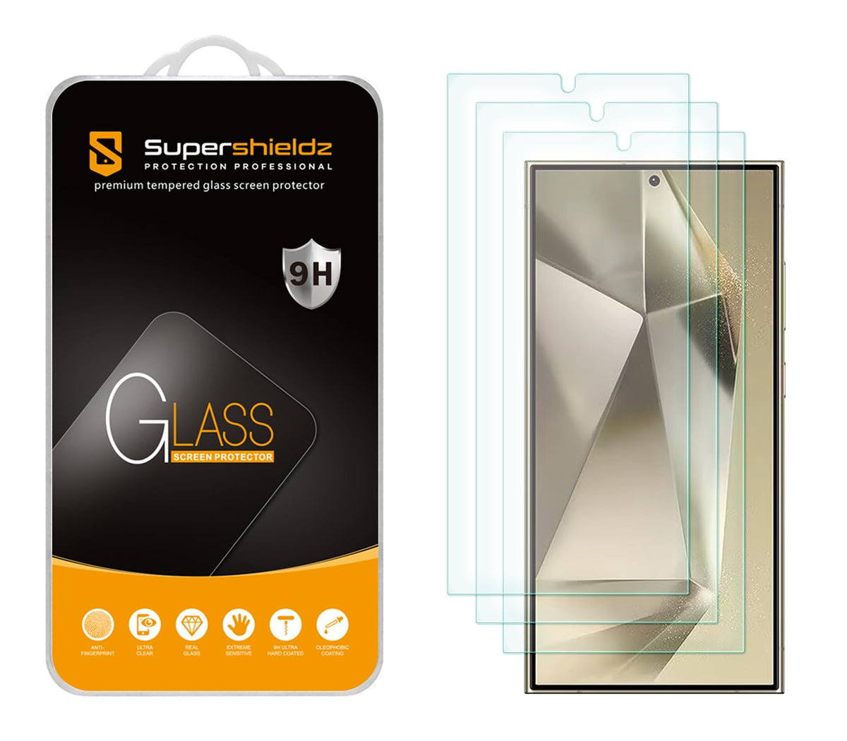 Supershieldz (3 Pack) Designed for Samsung (Galaxy S24 Ultra) Tempered Glass Screen Protector, Anti Scratch, Bubble Free