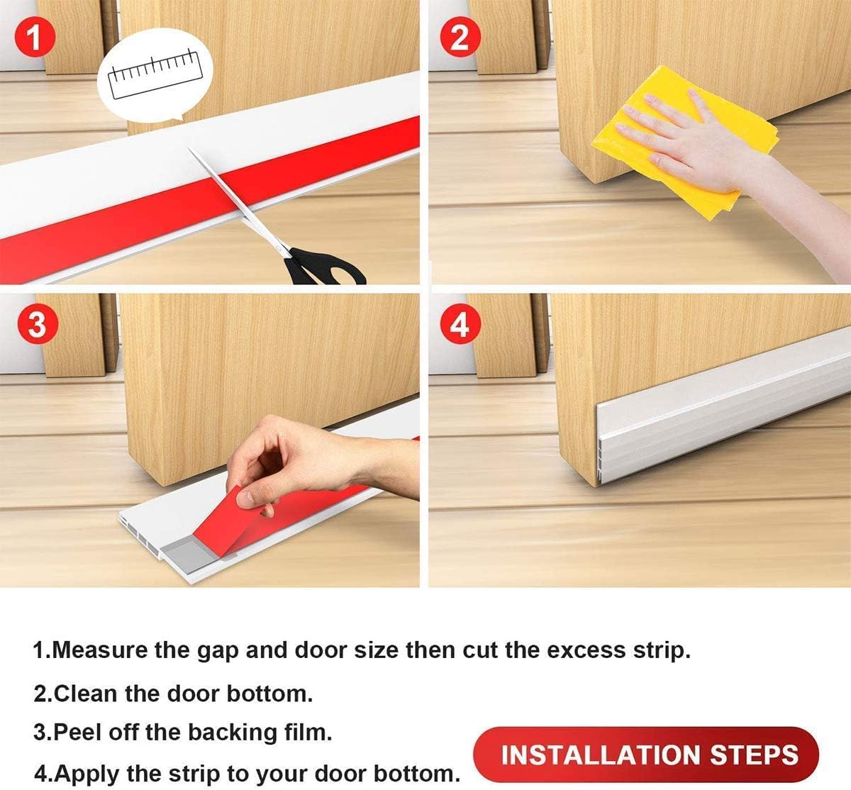 Suptikes Door Draft Stopper for Conference Room Quiet, Self-Adhesive Silicone Weather Stripping