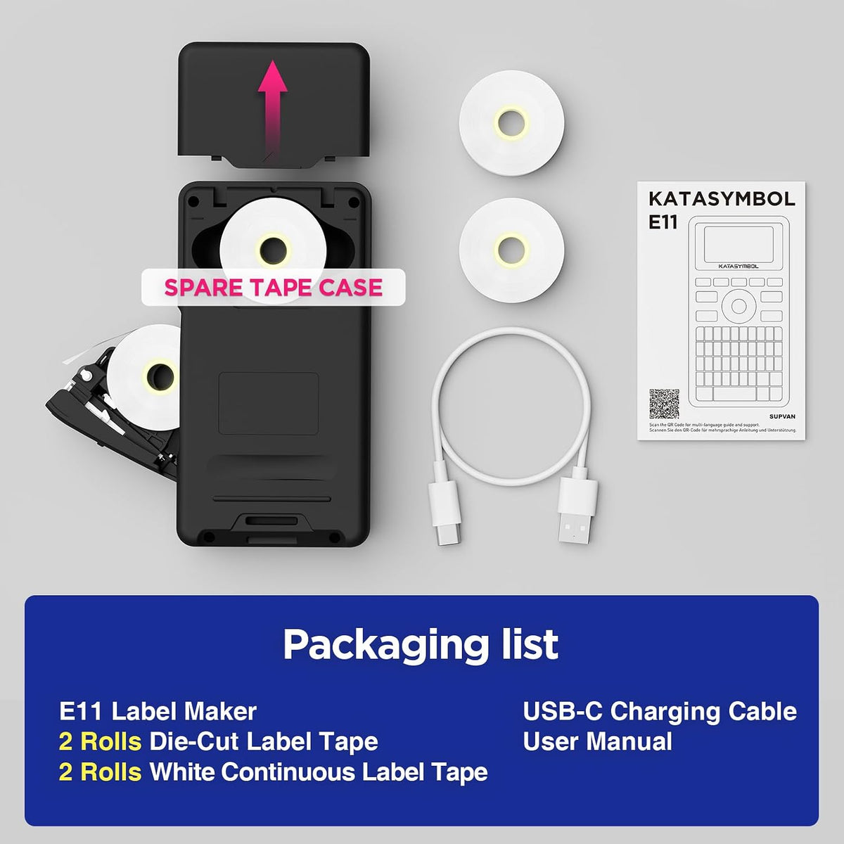 SUPVAN E11 Restrained Label Maker for Scandinavian Home Aesthetic, Uncluttered Bluetooth Thermal Printer for Calm Spaces