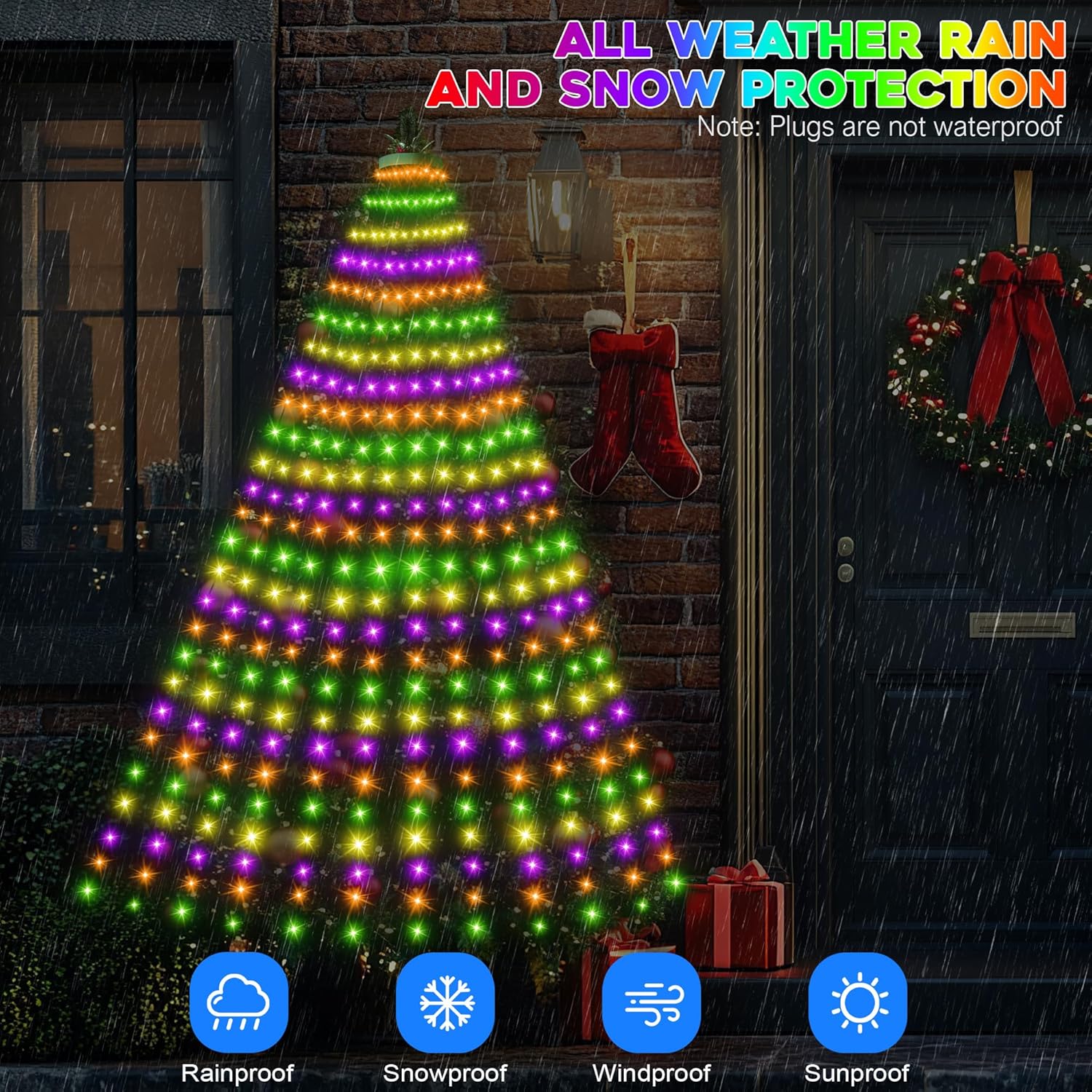 Surplife Child-Safe Christmas Tree Lights – 30V Low Voltage Cool-to-Touch Holiday Lights for Kids' Playroom & Nursery, 6.6Ft 288 LED