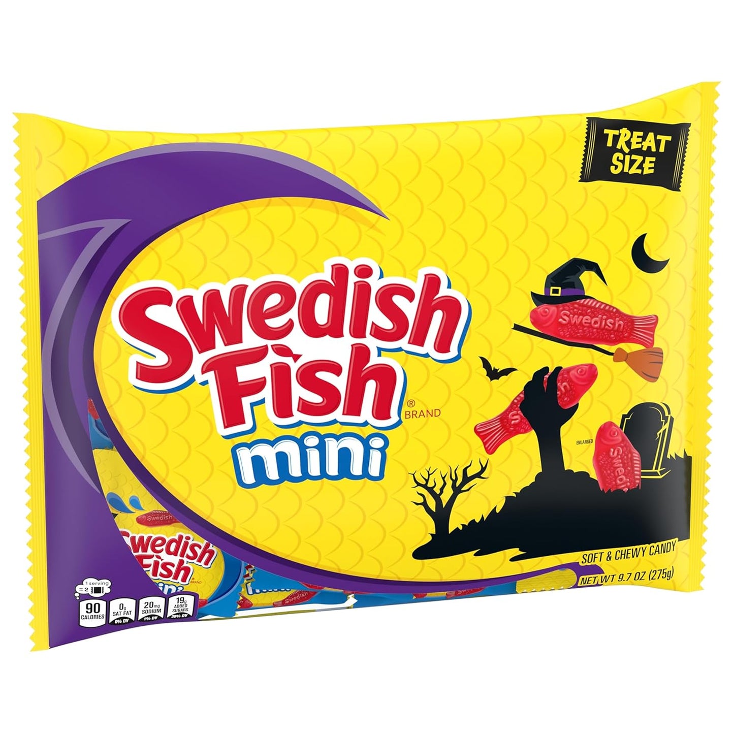SWEDISH FISH Mini Gummy Candy, 22 Individually Wrapped Treat Bags for Classroom Halloween