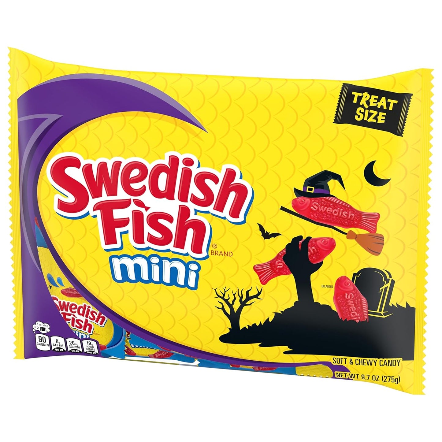 SWEDISH FISH Mini Gummy Candy, 22 Individually Wrapped Treat Bags for Classroom Halloween
