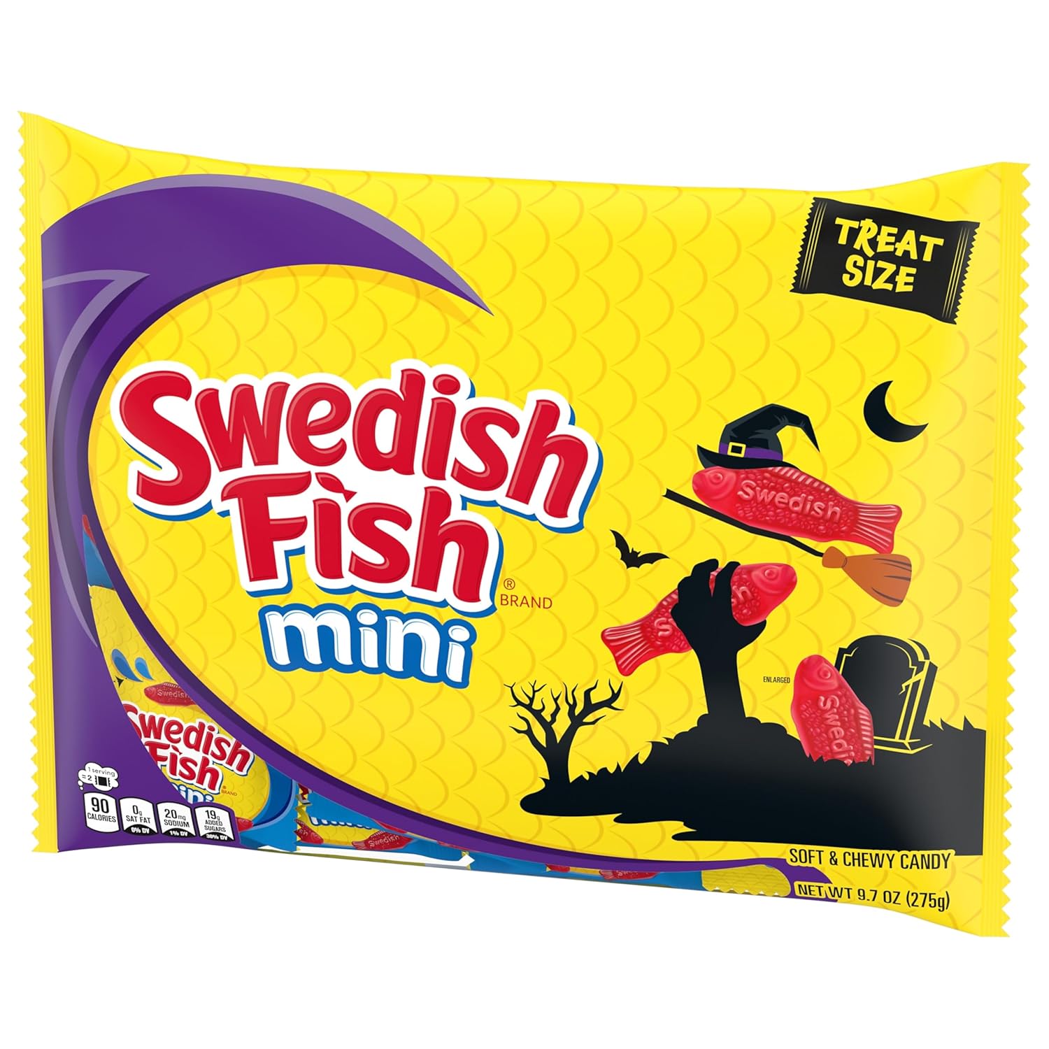 SWEDISH FISH Mini Gummy Candy, 22 Individually Wrapped Treat Bags for Classroom Halloween