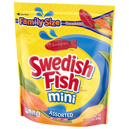 Swedish Fish Mini Gummy Candy – Grab-and-Go Desk Drawer Snack for Reception Counters and Receptionist Stations, Bulk 24 Pack