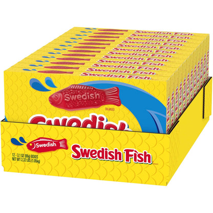 SWEDISH FISH Soft & Chewy Candy Easter Basket Stuffers and Stocking Fillers, 12 Pack 3.1 oz Boxes
