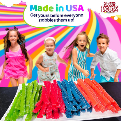 Sweet Roots Blue Raspberry Chewy Licorice Ropes – 1 Pound Family Snack Bag for Playroom, Pantry, and Kid-Friendly Sharing