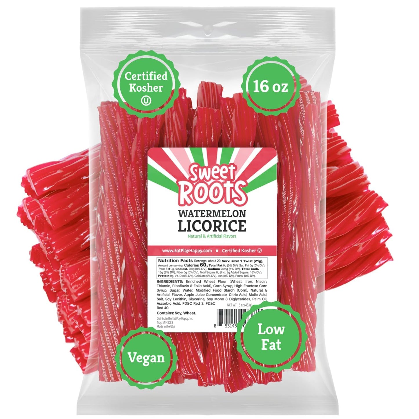 Sweet Roots Blue Raspberry Licorice Twists – 1 Lb Bag of Soft Candy for Kids' Lunchboxes and After-School Snacks