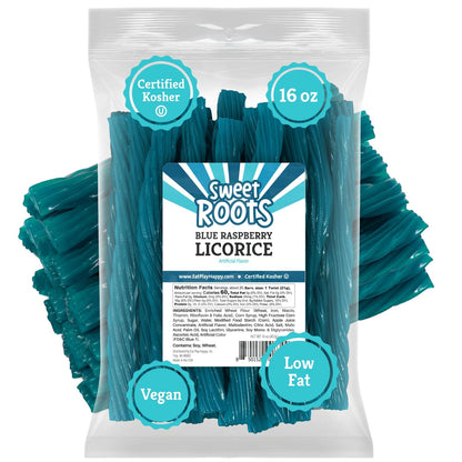 Sweet Roots Blue Raspberry Licorice Twists – 1 Lb Bag of Soft Candy for Kids' Lunchboxes and After-School Snacks