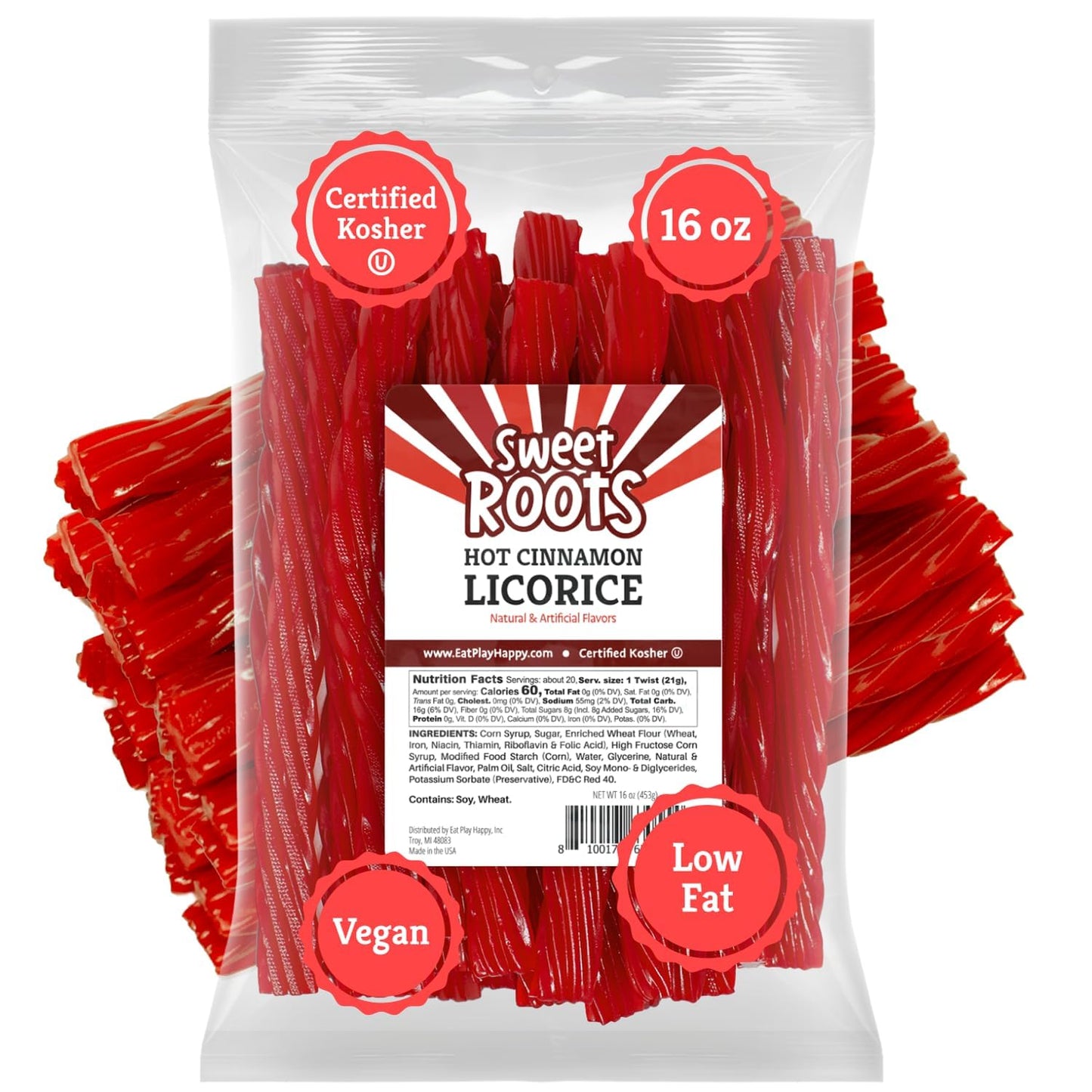 Sweet Roots Blue Raspberry Licorice Twists – 1 Lb Bag of Soft Candy for Kids' Lunchboxes and After-School Snacks
